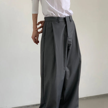 mens straight tube ice silk pants casual slacks youth thin wide leg pants business summer pants soft vintage trousers unique default style 979