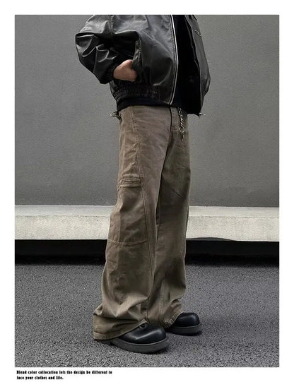 american high street retro men and women trendy straight work pants couple spring and autumn hip hop loose casual pants y2k unique default style 798