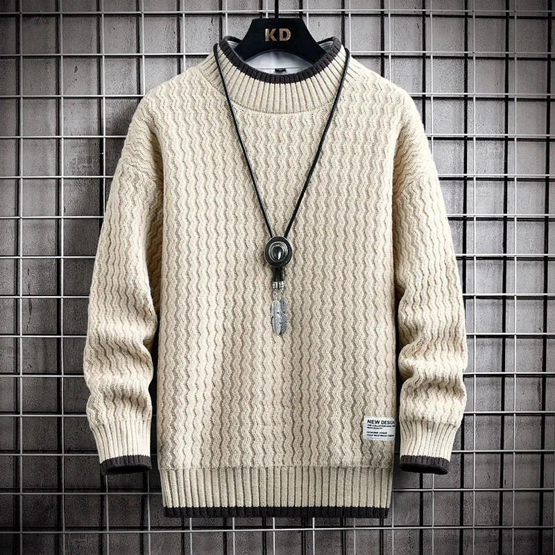 Brand Clothing Men's Loose Pullover Male Slim Fit Fashion Knitted Sweater Man  Thick Warm Pull Homme Retro Stripe Sweaters 4XL Street King Limited