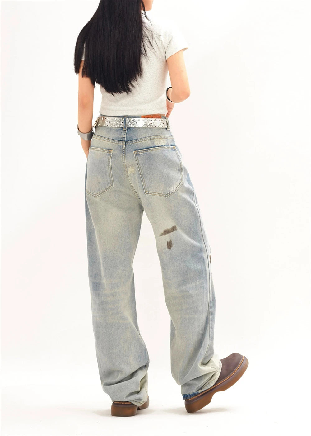 mens fashion ripped jeans blue straight baggy jeans trousers luxury loose casual distressed denim pants male 1 unique jeans style 4440