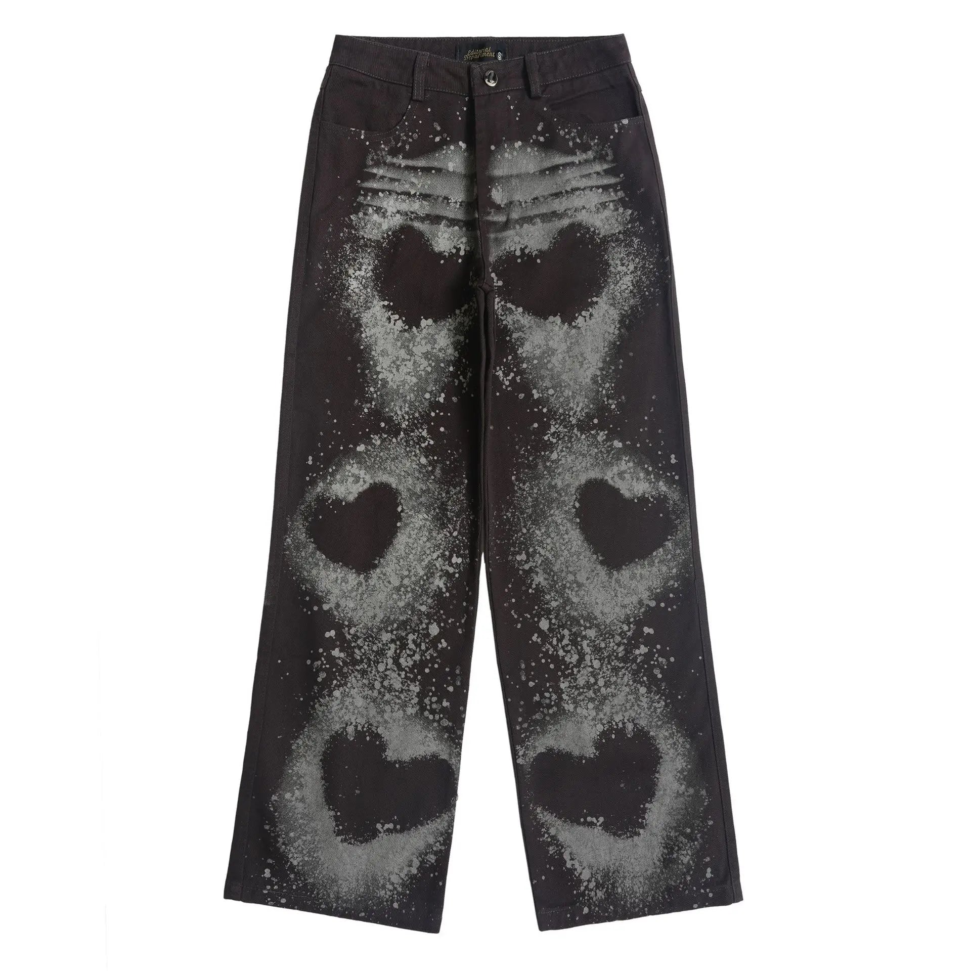 fashion loose streetwear denim pants unisex casual graffiti print wide legs jean pants hip hop trousers joggers mens baggy jeans unique joggers style 1881