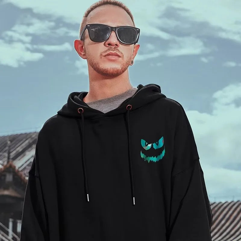 Harajuku Devil Graffiti Print Oversized Hoodies For Men Autumn Hooded Sweatshirts Couples Hip Hop Fashion Hoodie y2k Streetwear Street King Limited