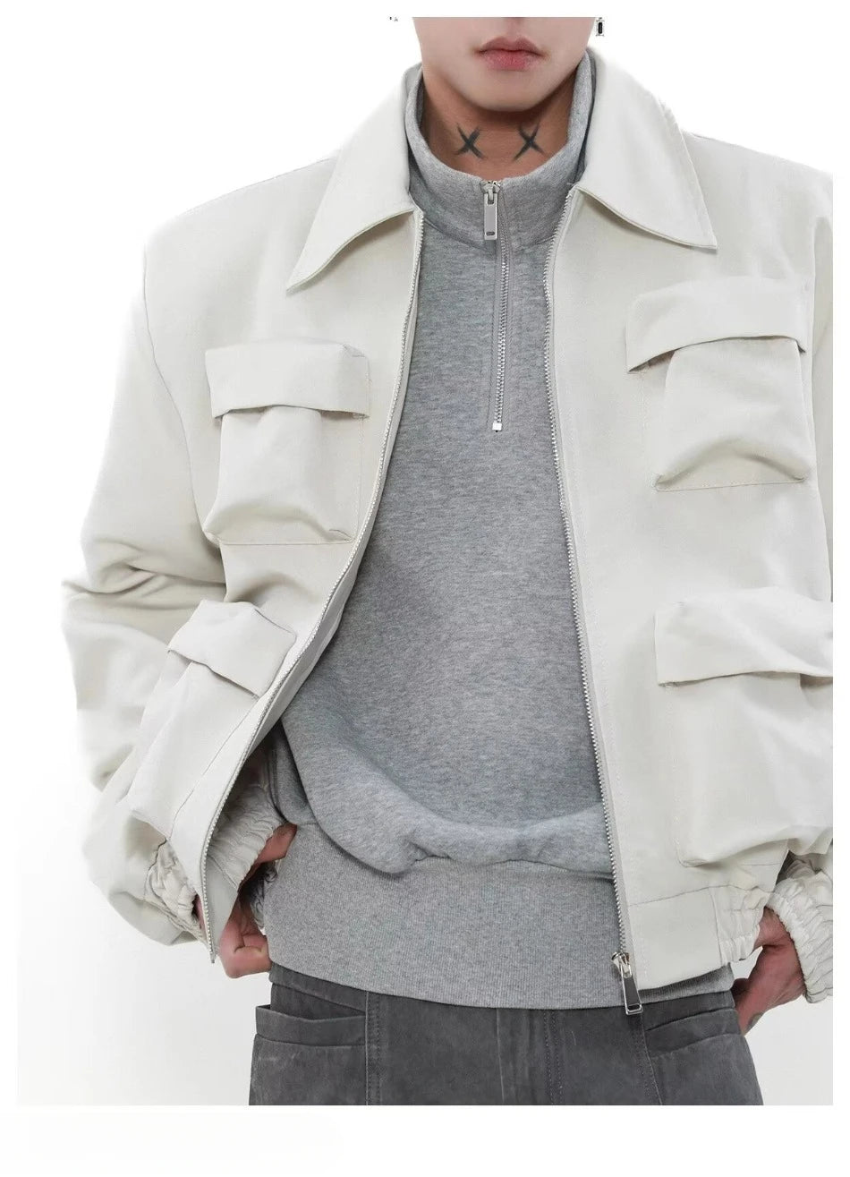 spring american pilot jacket mens street trend three dimensional multi pockets shoulder padded coats high street outwear unisex unique default style 3141