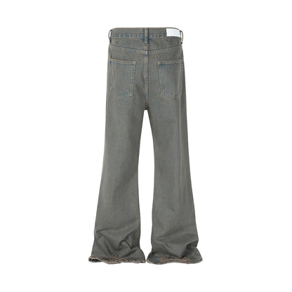 Grey Green Damaged Micro Flared Jeans Mens Straight Streetwear Y2k Ropa Hombre Baggy Denim Trousers Oversized Casual Cargo Pants Street King Limited