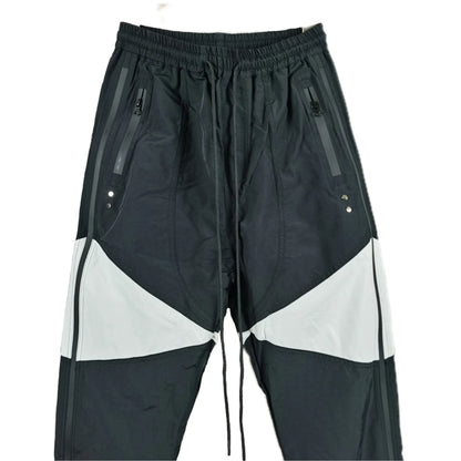 three dimensional adhesive zipper splicing functional patchwork cargo trousers mens high street vibe thin nylon cargo pants unique cargo style 943