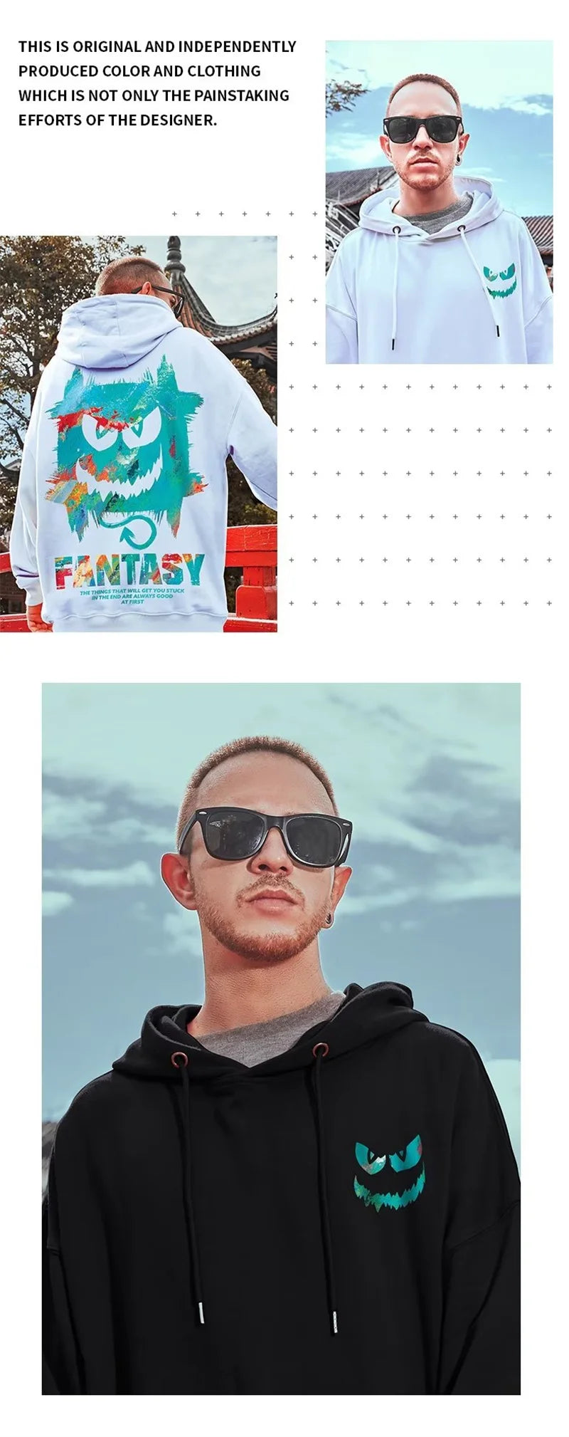 Harajuku Devil Graffiti Print Oversized Hoodies For Men Autumn Hooded Sweatshirts Couples Hip Hop Fashion Hoodie y2k Streetwear Street King Limited