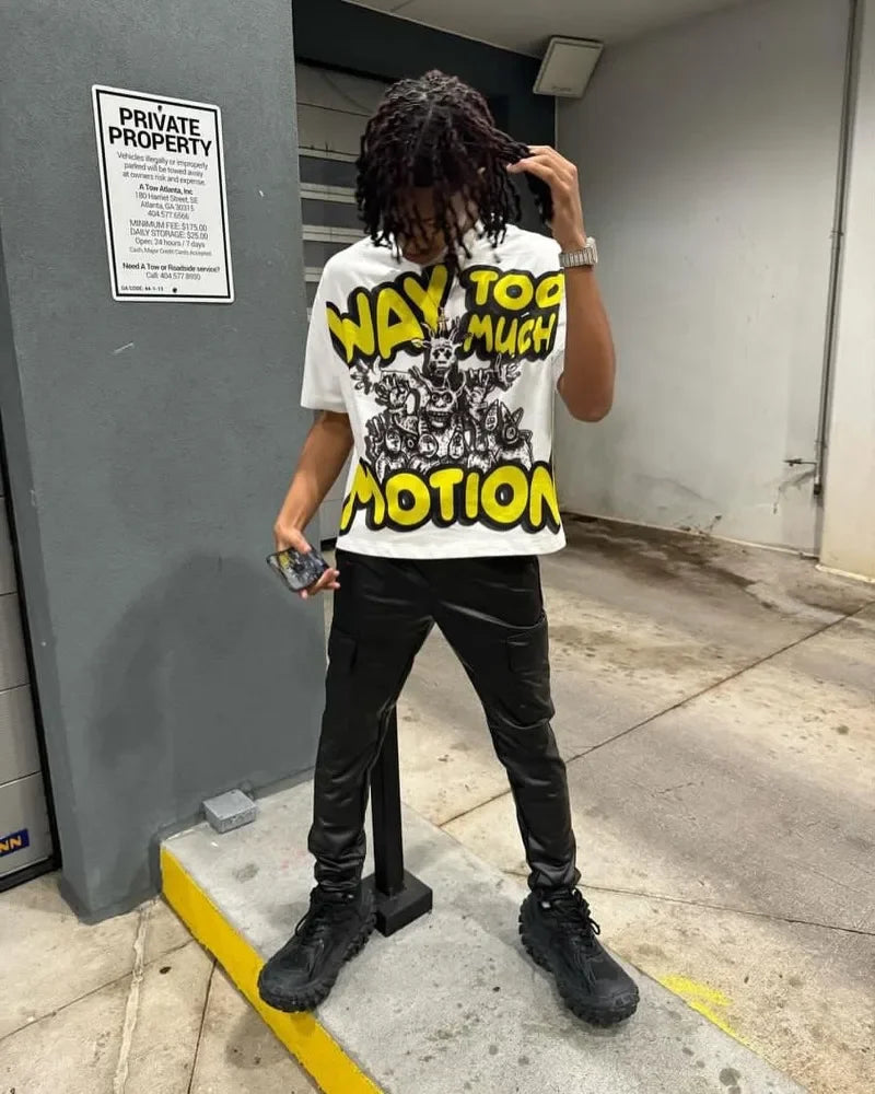 y2k Fashion Gothic Letter Pattern Printed Oversized T-Shirt Men's Retro Street Hip-Hop Harajuku Versatile Short Sleeve Top Street King Limited