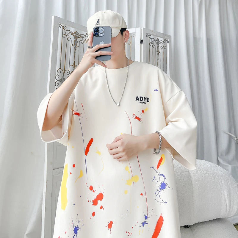 Summer Short Sleeved T-shirt Men Oversized Fashion Casual Graffiti T Shirt Men Streetwear Hip-hop Loose Printed T Shirt Mens Top Street King Limited