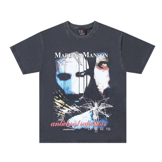 Summer New Vintage Retro M'M Portrait Rock Band Tee High-Street Print Casual Oversize XXXL Tops T-Shirt Street King Limited