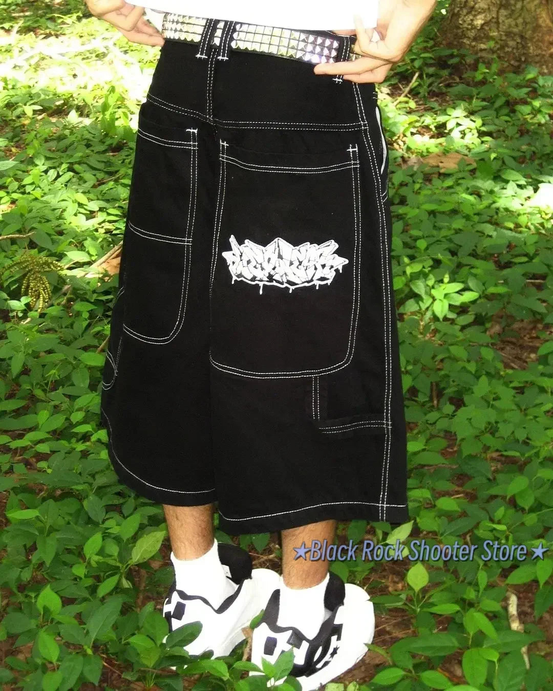 Hip Hop Wexwear Letter Embroidery Graphic Shorts Harajuku Streetwear Y2k Black Jeans Denim Baggy Gym Skate Shorts Men Clothing Street King Limited
