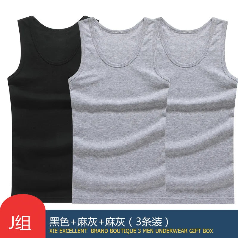 Hot Sale 3pcs / 100% Cotton Mens Sleeveless Tank Top Solid Muscle Vest Undershirts O-neck Gymclothing Tees Whorl Tops Street King Limited