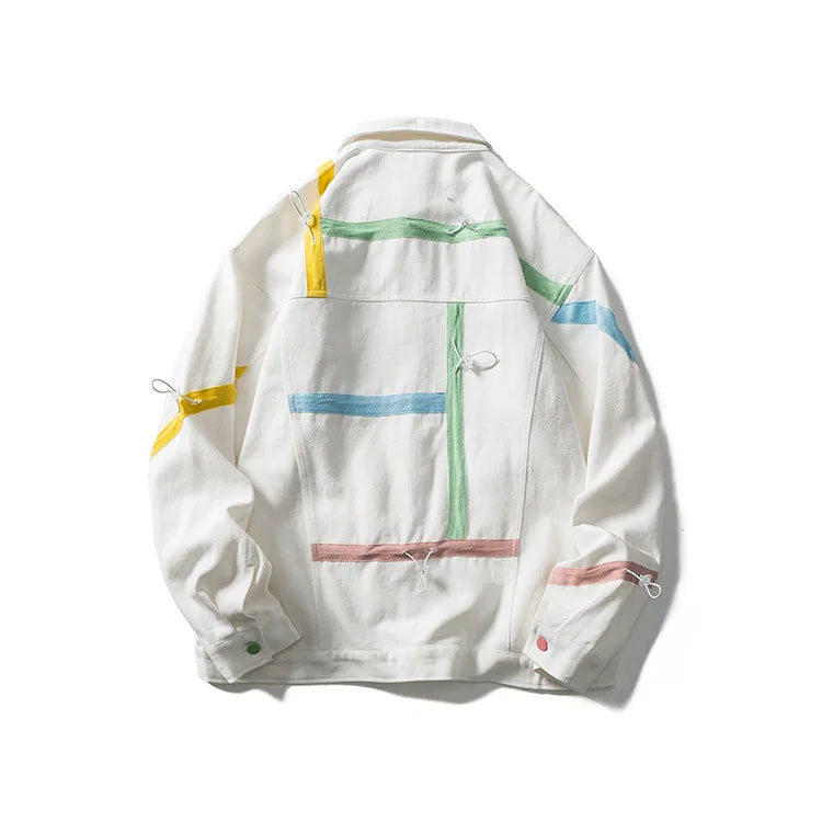 2023 autumn varsity jackets men hip hop streetwear striped drawstring design college jacket coat unisex clothing unique default style 1173