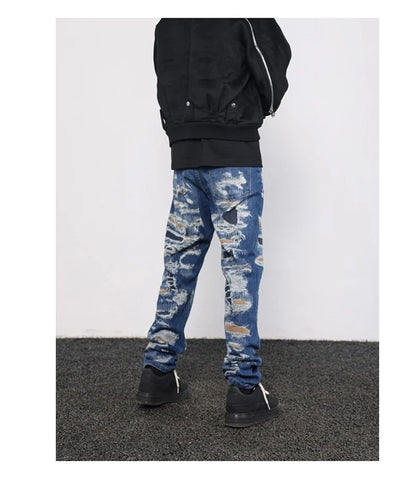 retro washed 3d printed fake distressed jeans hip hop denim pants streetwear jean pants mens harajuku cotton trousers joggers unique joggers style 2872