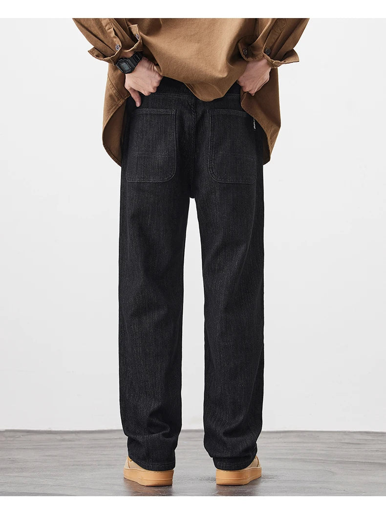 plus size 28 42 micro elastic jeans men classic fashion casual loose straight black denim jeans pant cityboy jeans long trousers unique jeans style 2029