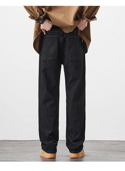plus size 28 42 micro elastic jeans men classic fashion casual loose straight black denim jeans pant cityboy jeans long trousers unique jeans style 2029