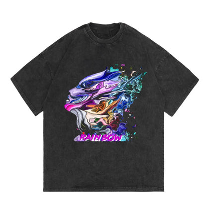 Rainbowtouches Summer T-shirts Oversized Men Fashion Acid Wash T-Shirt Loose Hip Hop High Street Style Unisex Quality Clothing Street King Limited