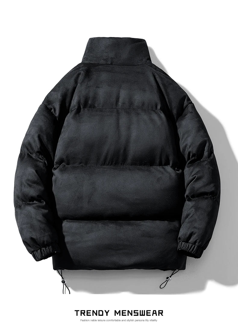 Streetwear Men's Winter Harajuku Fashion Jacket Parkas Bubble Jacket Oversize Warm Solid Coat Faux Suede Puffer Jacket Street King Limited