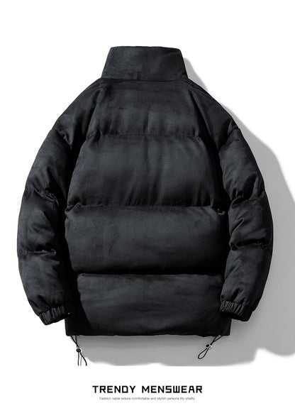 Streetwear Men's Winter Harajuku Fashion Jacket Parkas Bubble Jacket Oversize Warm Solid Coat Faux Suede Puffer Jacket Street King Limited