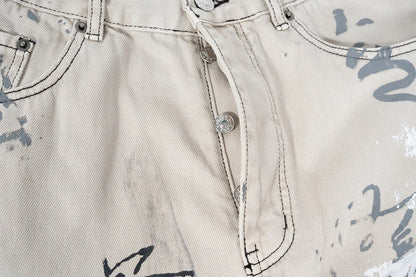 men hip hop baggy jeans graffiti printed loose straight denim pants dirty washed streetwear fashion jeans trousers white unique jeans style 685