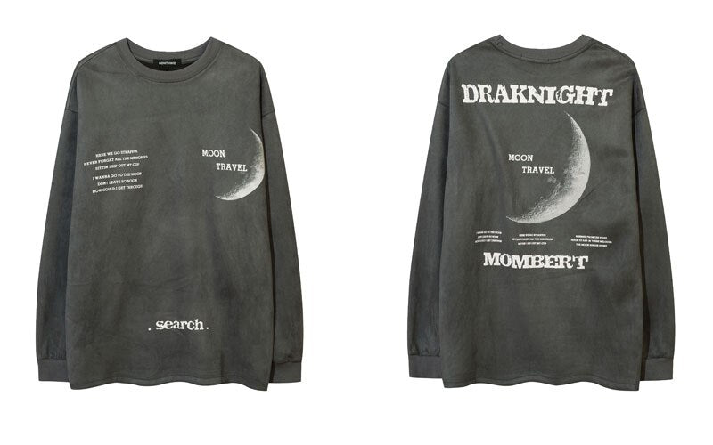 "Moon Travel" Unisex Men Women Streetwear Graphic Sweatshirt Daulet Apparel