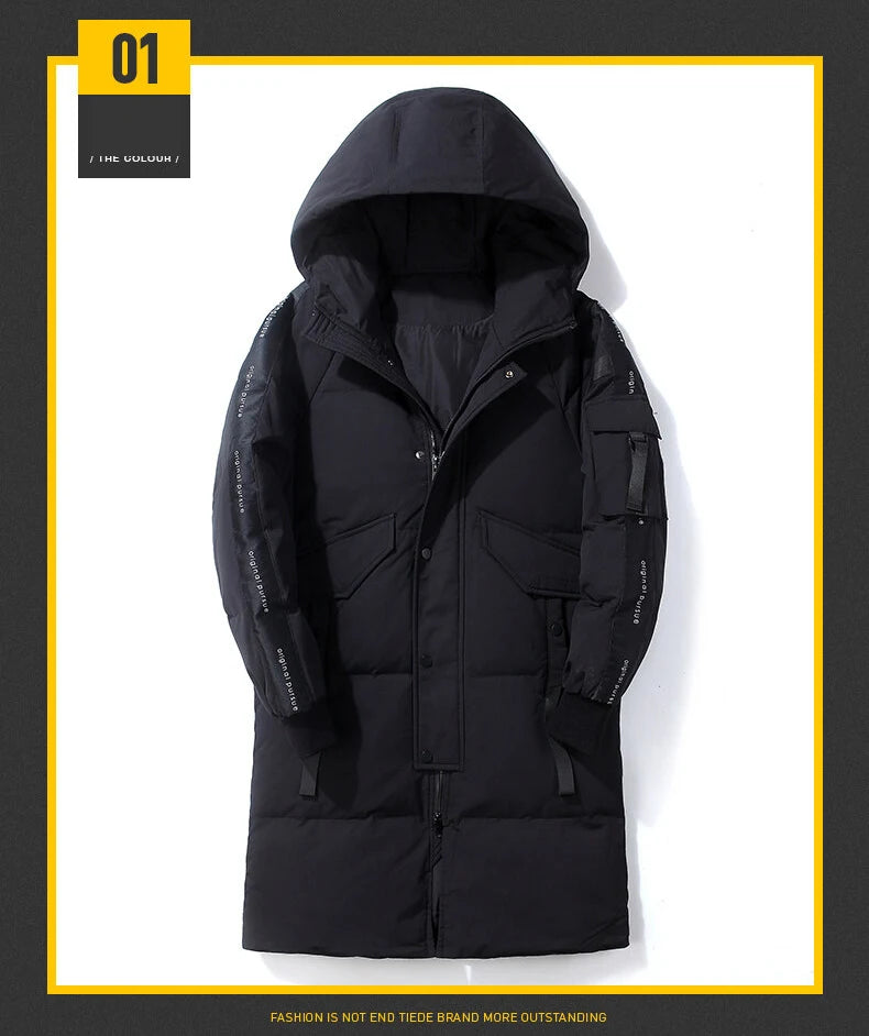2023 New Winter Men Parka Big Pockets Casual Jacket Hooded Solid Color 2 colors Thicken And Warm hooded Outwear Coat Size 3XL Street King Limited