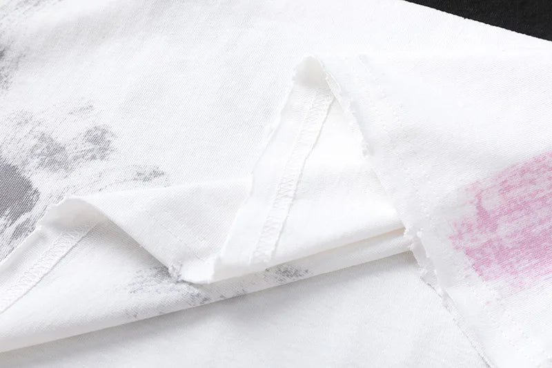 2024ss Saint Louis T-shirts Men Woman Good Quality Cotton Loose Wash White Nightmare Debris Printing Top Tees Street King Limited