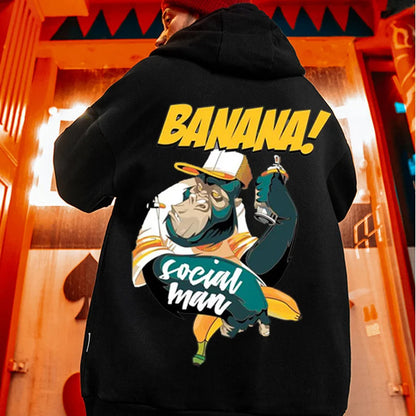 Cartoon Gorilla Banana Graphic Men's Hoodies Autumn Oversized Hip Hop Fashion Hooded Sweatshirts Harajuku Male Casual Y2K Hoodie Street King Limited