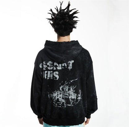 SSAINT LOUIS Vintage Fashion High-Street Retro Casual Loose Letter Printed Hooded Sweatshirt Hoodies Street King Limited