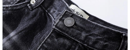 baggy damaged heavy industry washed jeans pants vibe loose casual silhouette straight worn pants knee ripped denim trousers unique jeans style 174