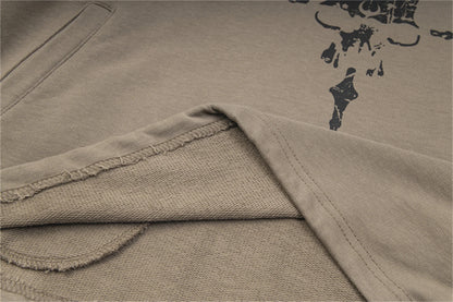 THUG CLUB Brand Fashion Skull Cross Print High-Street Cotton Casual Loose Worn Hoodies For Winter Street King Limited