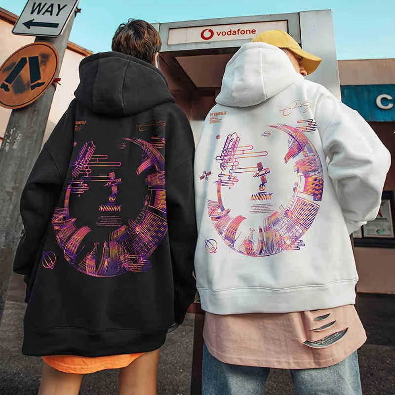 High Street Graffiti Graphic Hoodie Mens Loose Fleece Hoodies Harajuku Hip Hop Oversize Casual Hooded Sweatshirts Y2K Clothes Street King Limited