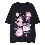 Men's Lovely Cat Printed T-Shirt Cartoon Hand-Painted Pet Tees High Street Trendy Hip-Hop Tops Oversized Loose Short Sleeves Street King Limited