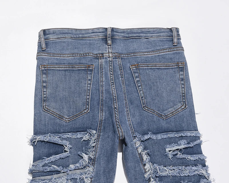 retro hole ripped distressed jeans for men straight washed harajuku hip hop loose denim trousers vibe style casual jean pants unique jeans style 4844