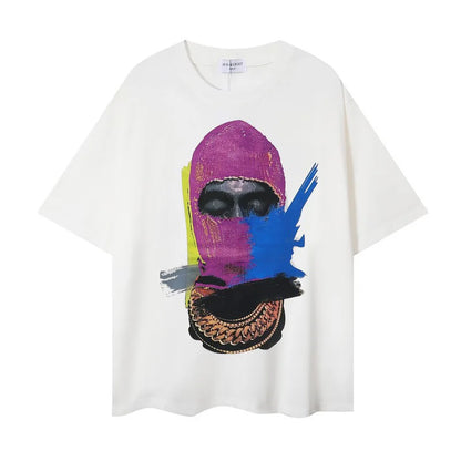 2024ss New IH NOM UH NIT T-shirt Masked Gold Necklace Printing Men Woman Good Quality Chaopai Top Tees Street King Limited