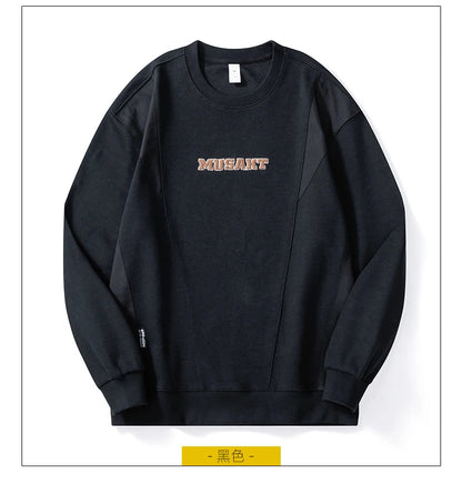 Men Handsome Splice Embroidery Fashion Loose Casual Pullover Sweatshirt Spring Autumn Plus Size Hoodies for Man Clothing Street King Limited