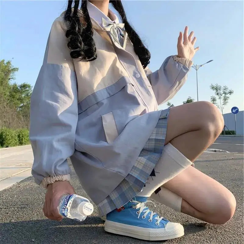 s 3xl basic jackets women patchwork design all match preppy style casual outerwear with hat daily harajuku streetwear clothing unique default style 4644