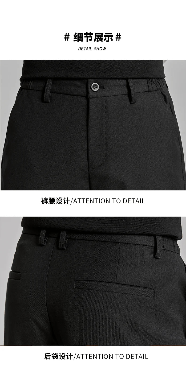 extended length edition men streetwear fashion hip hop vibe straight black pant casual business suit long pants trousers unique default style 1637