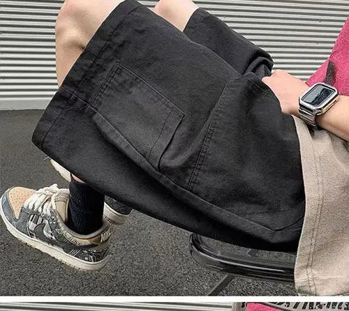 Korean Khaki Cargo Shorts for Men and Women in Summer Y2K Japanese Retro Casual Wide-leg Harajuku Trendy Sports Shorts Street King Limited