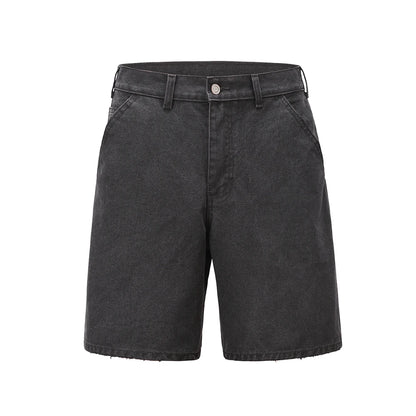 y2k sashes pockets solid color cleanfit cargo shorts mens summer wide leg streetwear baggy knee length pants oversized military streetwear pants