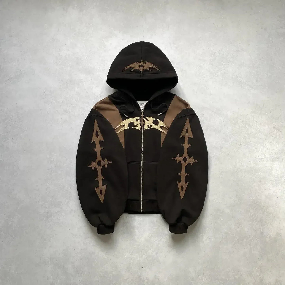 Y2k Patch Design Loose Zip Hoodies for men Geometric Pattern Splicing Sweatshirt Gothic Streetwear Oversized Casual Men Clothing Street King Limited