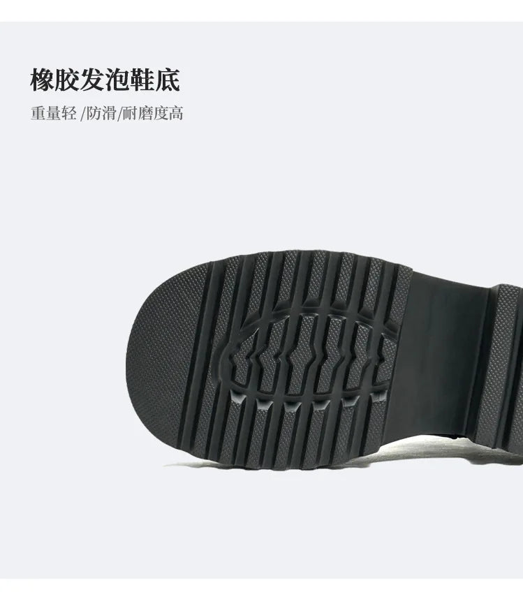 Men High Quality Genuine Leather Streetwear Fashion Casual Hip Hop Derby Shoes Cow Leather Rubber Foam Sole High Heels Shoes Street King Limited