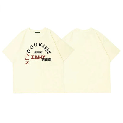 Trendy Korean Style Personalized Ins Creative Letter Printed T-shirt Summer Men's Y2K Street Casual Half-sleeved Round Neck Top Street King Limited