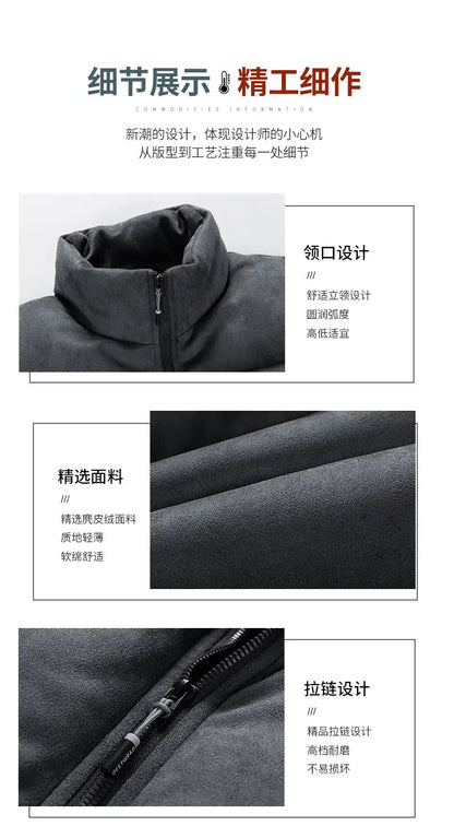 Streetwear Men's Winter Harajuku Fashion Jacket Parkas Bubble Jacket Oversize Warm Solid Coat Faux Suede Puffer Jacket Street King Limited