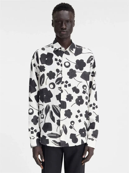 24ss New Retro Vintage Digital direct spray cherry print High-Street Casual long sleeved shirt Street King Limited