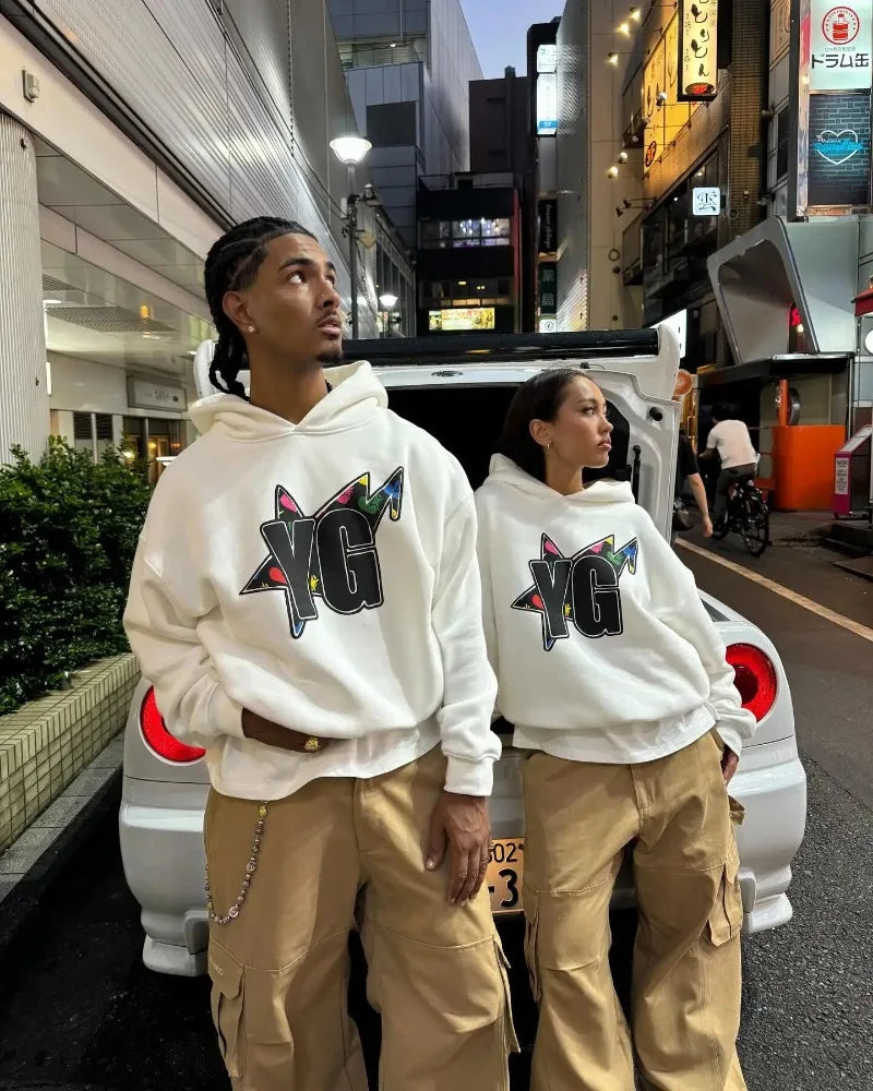 European and American Street Trendy Brand Retro Hoodies Men Y2k Letter Print Hip-hop Rock Oversized Pullover Sweatshirts Women Street King Limited