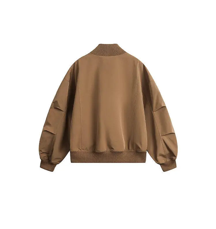 short design stand collar bomber jacket men korean streetwear fashion loose casual vintage bomber jacket coat cityboy outerwear unique shorts style 546