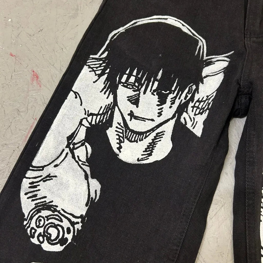 harajuku slifer the sky dragon print y2k men s jeans popular anime baggy jeans wide leg pants streetwear trouser men clothing unique jeans style 4381
