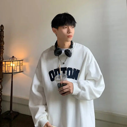 Trendy and Personalized Korean Round Neck Sweatshirt Men Spring Autumn New Y2K Thickened Trendy Brand Long-sleeved Top Jacket Street King Limited