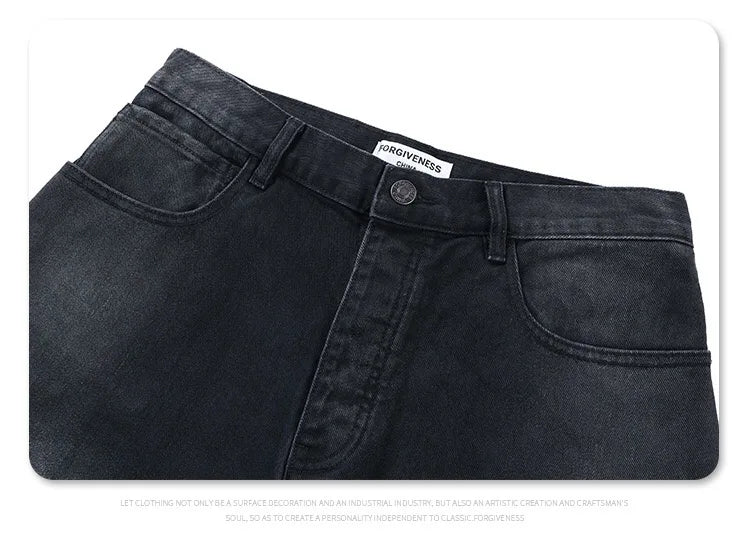 24Spring wash black ash straight tube baggy jeans Street King Limited