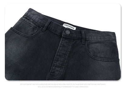 24Spring wash black ash straight tube baggy jeans Street King Limited